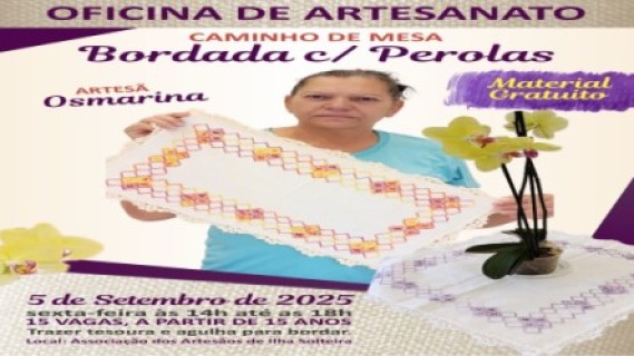 Caminho de Mesa Bordada com Perolas
