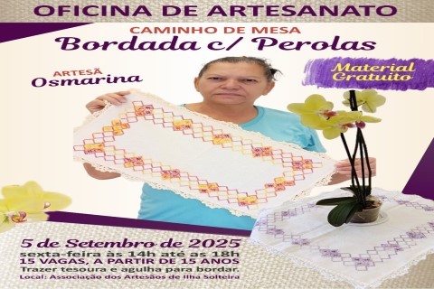 Associação dos Artesãos abre inscrições para oficina gratuita de “Caminho de Mesa”