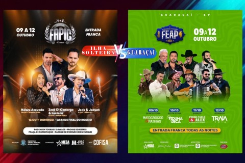 Guaraçaí e Ilha Solteira disputam público em duas das maiores festas da região neste fim de semana