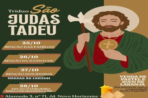 Fiéis celebram São Judas Tadeu com tríduo, procissão e bênçãos especiais em Ilha Solteira