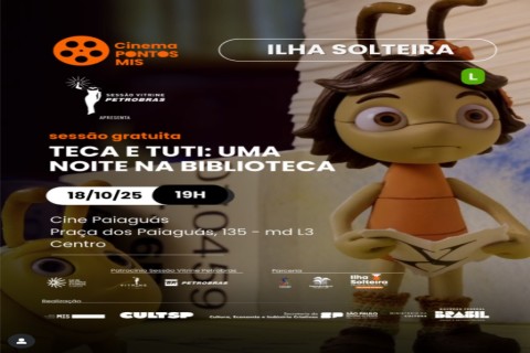 Cine Paiaguás exibe animação “Teca e Tuti: Uma Noite na Biblioteca” neste sábado com entrada gratuita